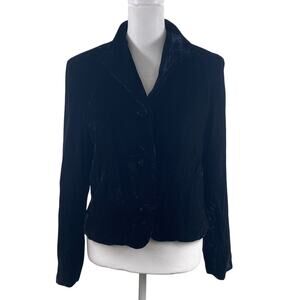 VTG 80s 90s Talbots Black Velvet Cropped Blazer Sz 8 Whimsigoth Office Siren USA